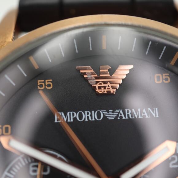 Emporio Armani Unisex Tazio Chronograph 38mm Watch Black Silicone w New Battery - Picture 7 of 16